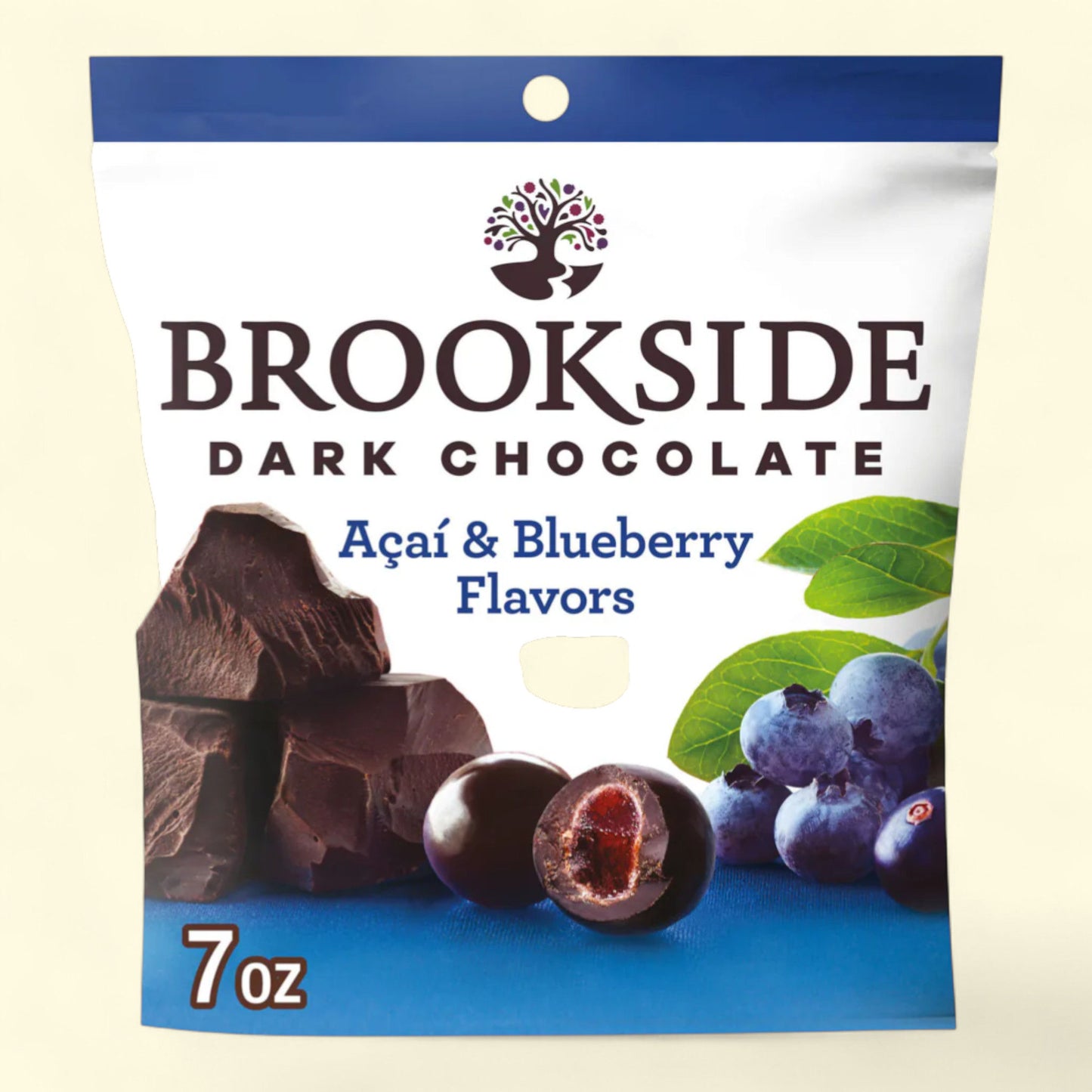 BROOKSIDE Dark Chocolate Acai and Blueberry Flavored Snacking Chocolate, 7oz Bag