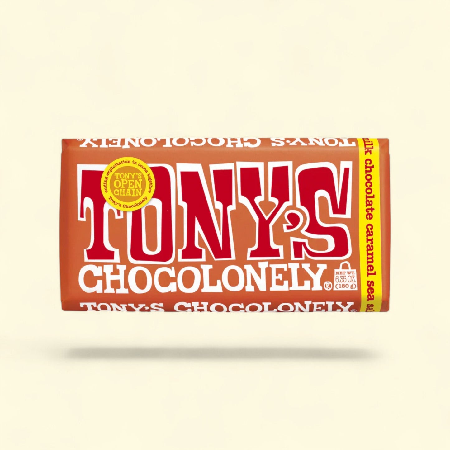 Tony's Chocolonely, Caramel Sea Salt Milk Chocolate Bar, 6.35 oz — authentic US product shipped worldwide by Treatspree