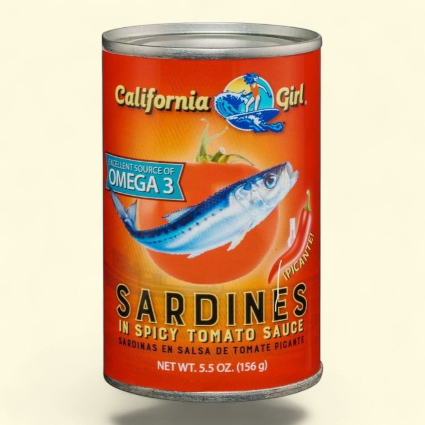 California Girl Sardines, Chile Tomato Sauce, 5.5 Oz — authentic US product shipped worldwide by Treatspree