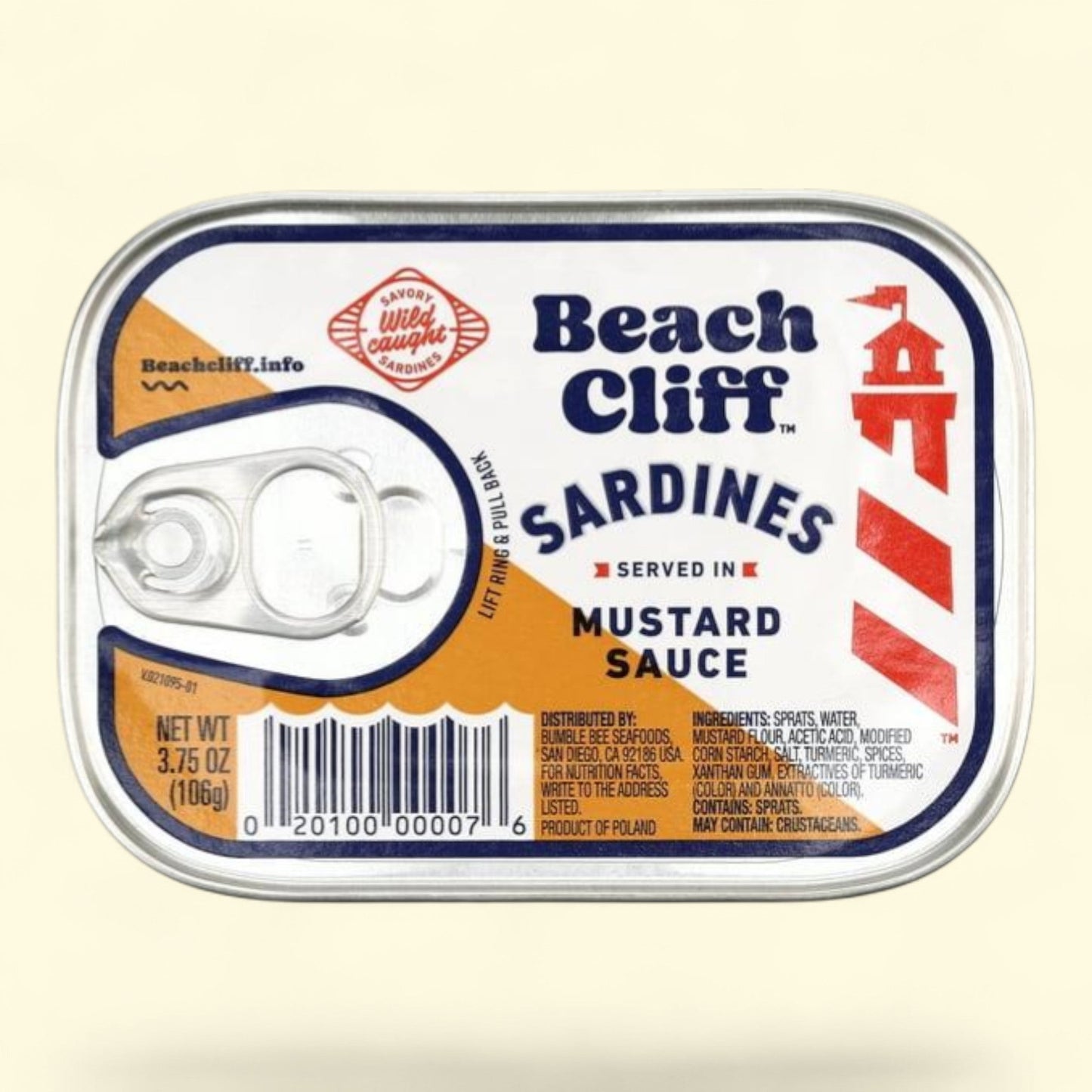 Beach Cliff Sardines in Mustard Sauce, 3.75 oz Can