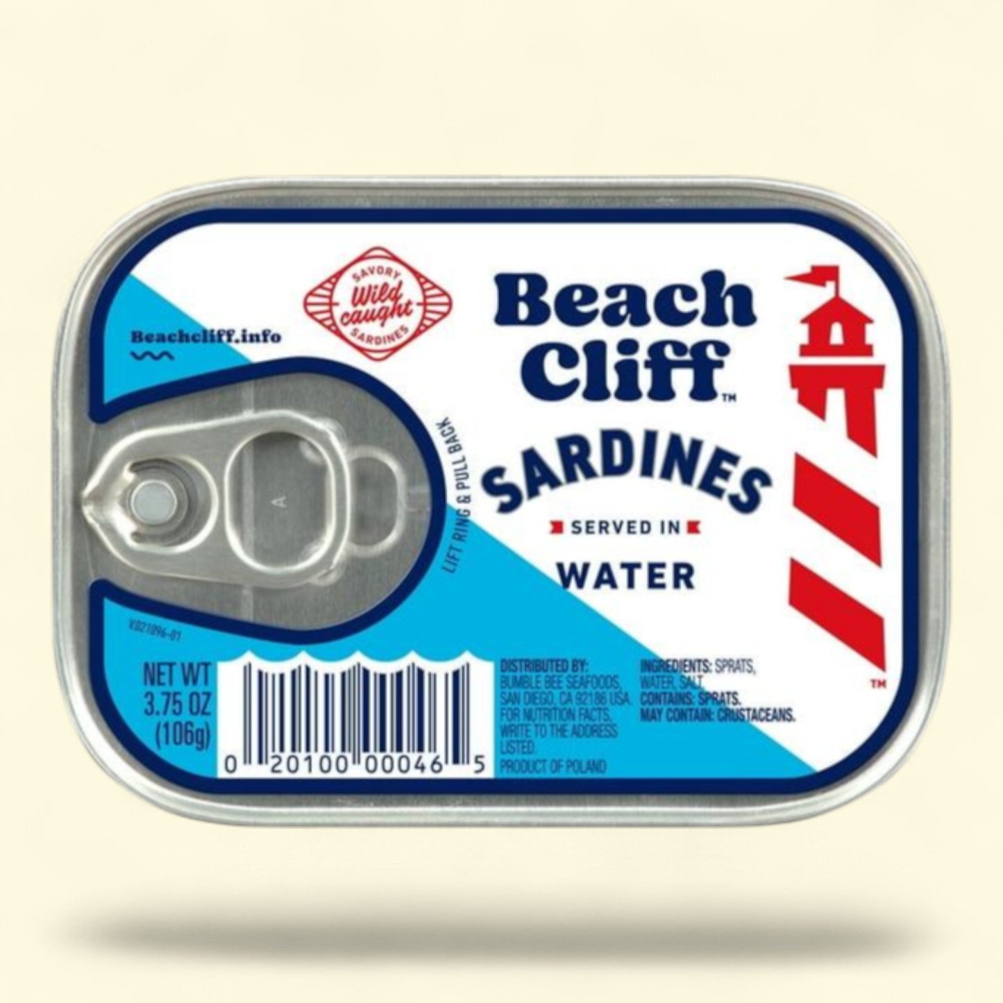 Beach Cliff Sardines in Water, 3.75oz can