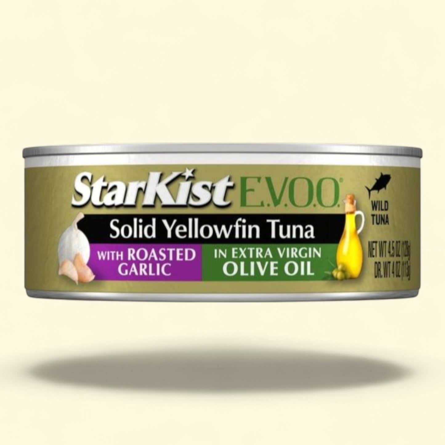 StarKist Solid Yellowfin/Light Tuna with Roasted Garlic in E.V.O.O., 4.5 oz