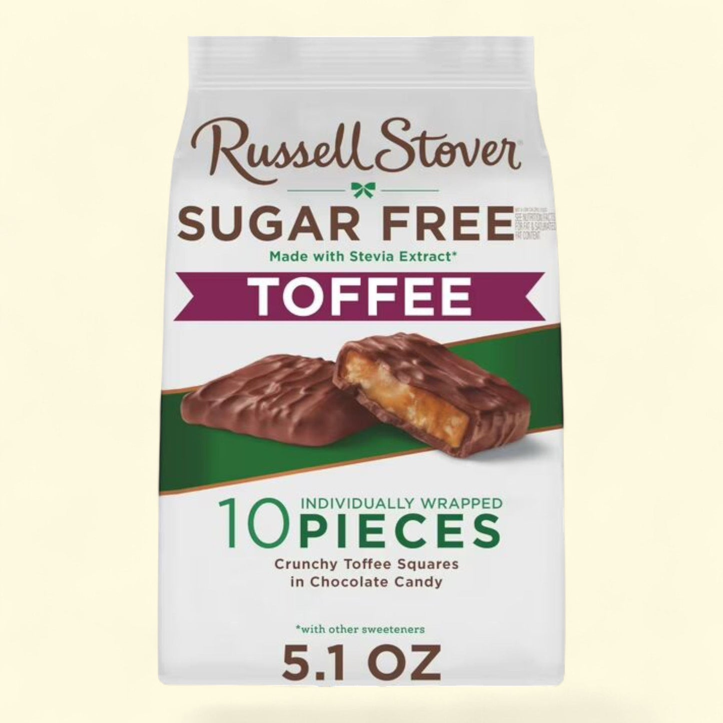 Chocolats Russell Stover, carrés au caramel au chocolat au lait, mini-sachet à soufflet, 145 g