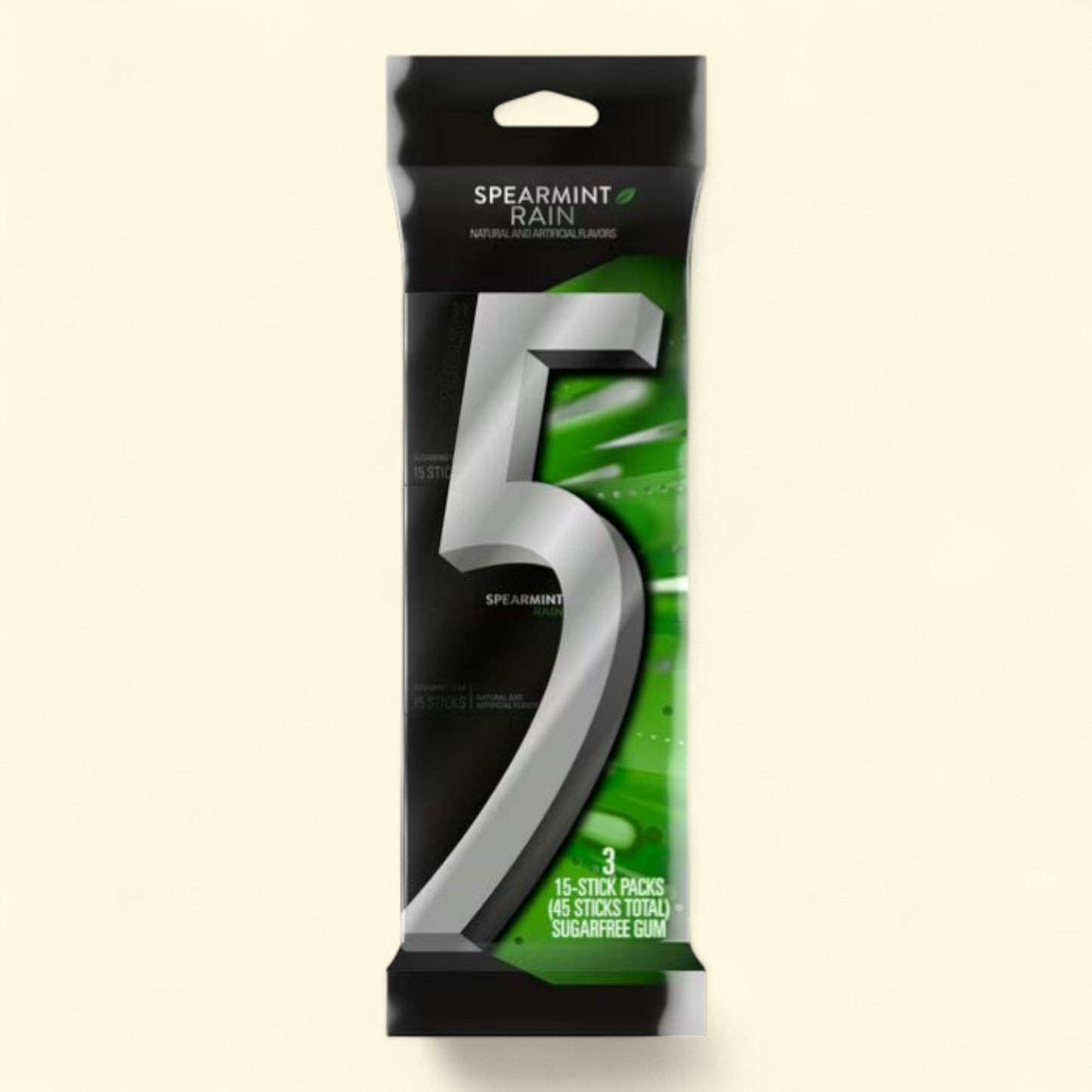 5 Gum Spearmint Rain Chewing Gum, 15 ct (3 Pack)