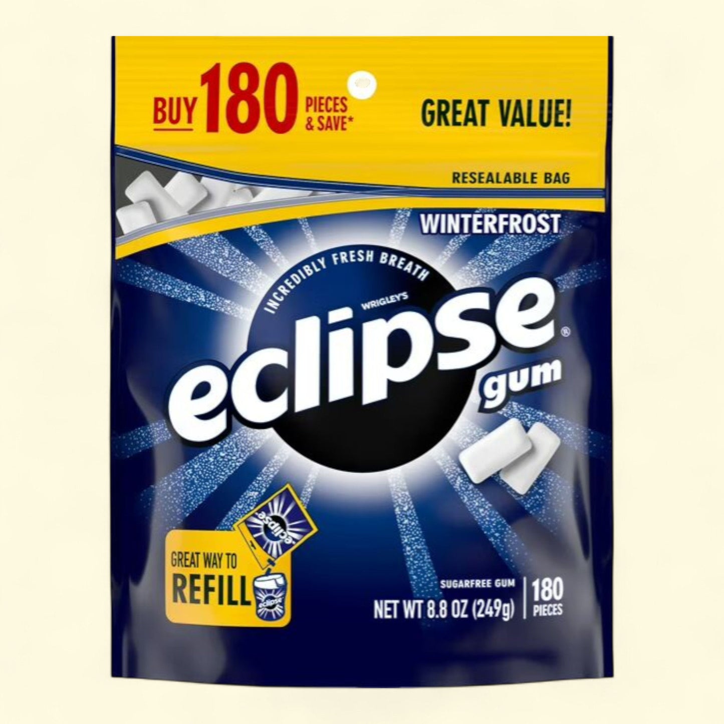 Eclipse Winterfrost Sugar Free Chewing Gum, 180 ct