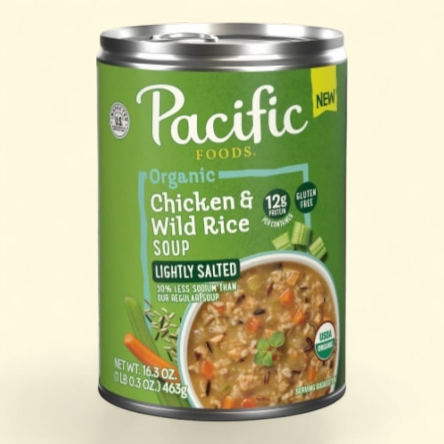 Pacific Foods Organic Chicken and Wild Rice Soup, Lightly Salted, 17 oz.