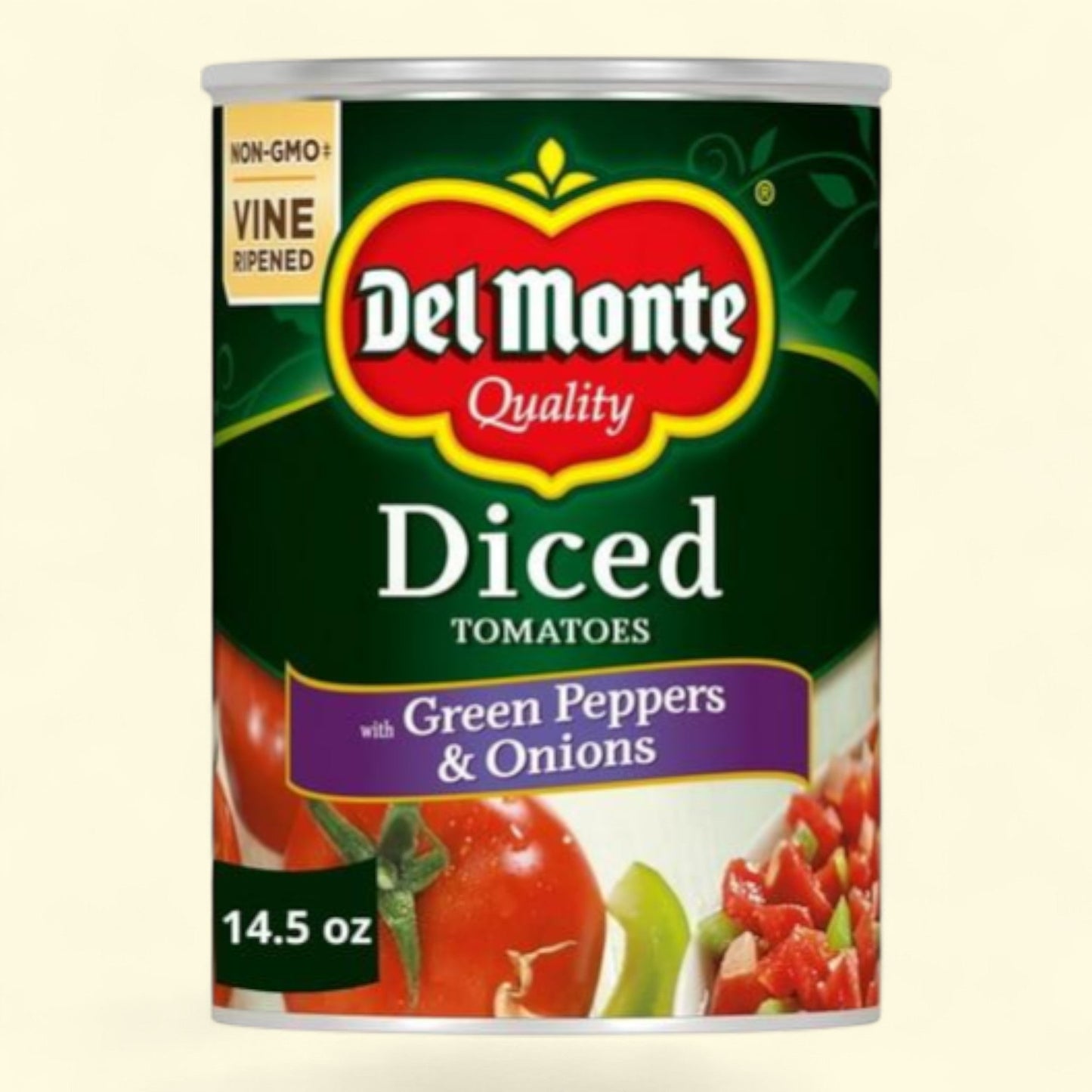 Del Monte Diced Tomatoes with Green Peppers & Onions, 14.5 oz Can — authentic US product shipped worldwide by Treatspree
