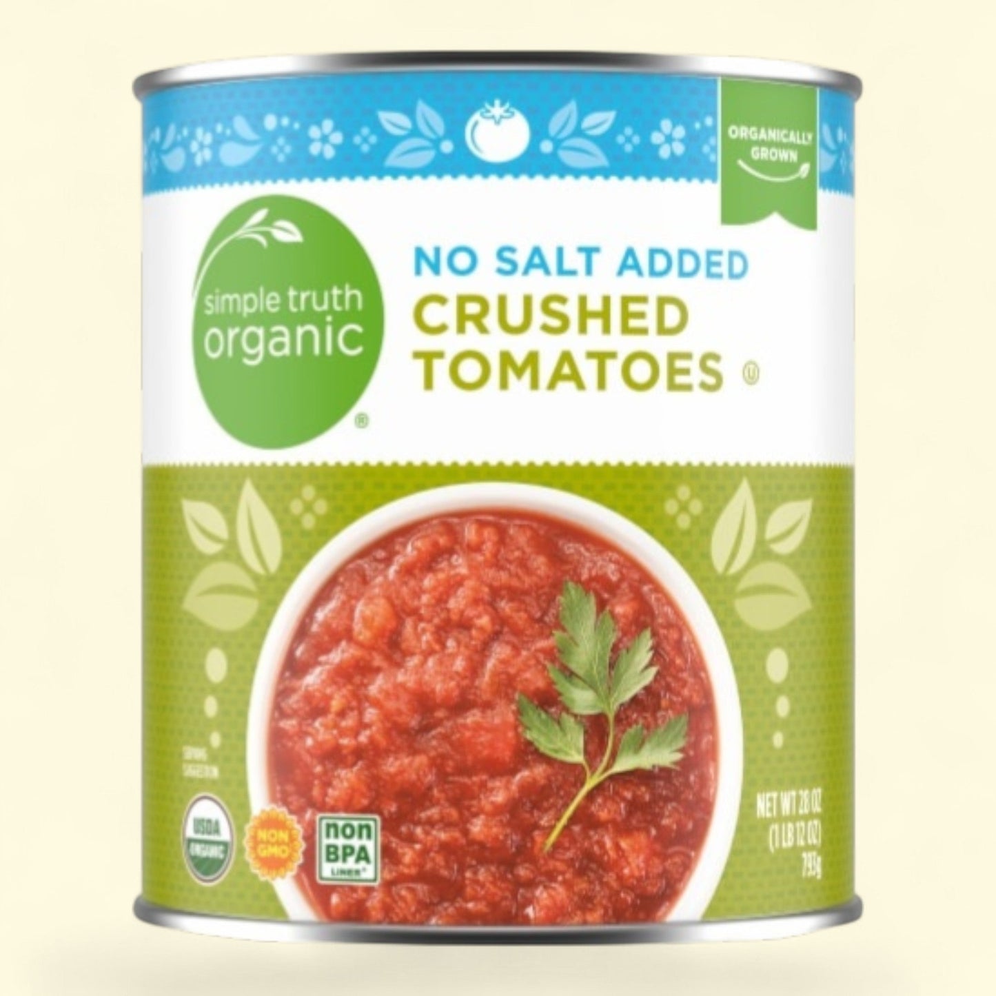 Simple Truth Organic, No Salt Added Crushed Tomatoes 28 oz — authentic US product shipped worldwide by Treatspree
