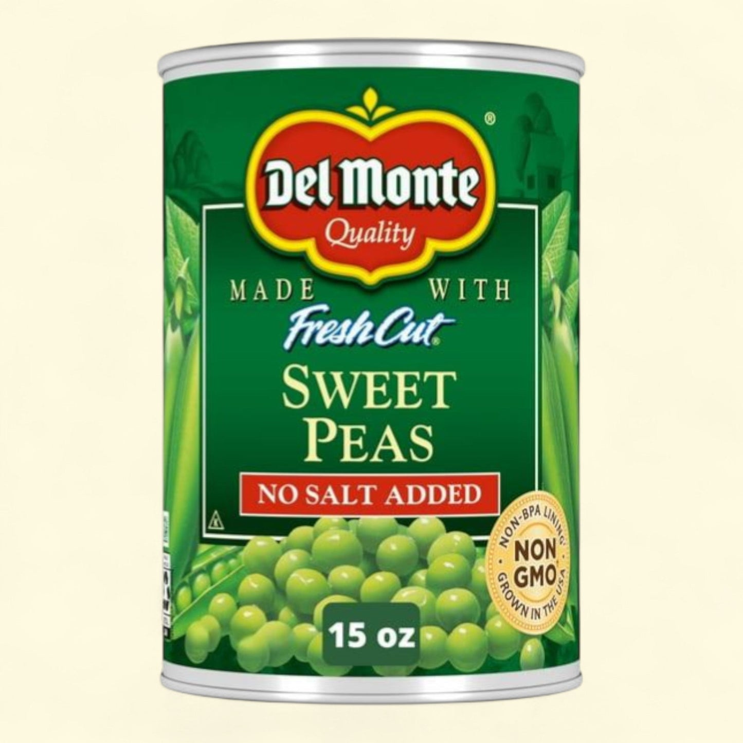 Del Monte No Salt Added Sweet Peas, Canned Vegetables, 15 oz Can