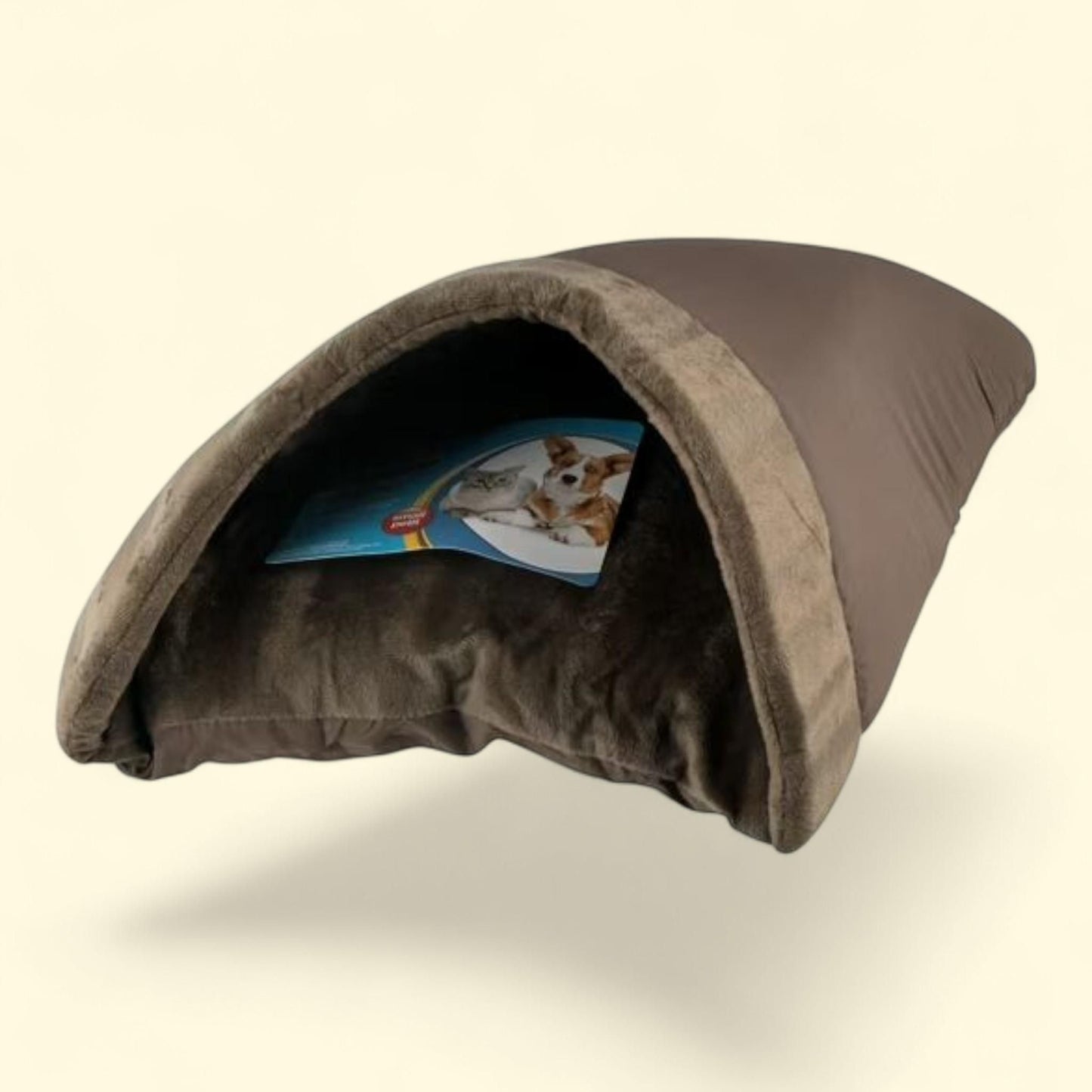 Aspen Pet Kitty Cave Plush Cat Bed, 16" x 19", Brown