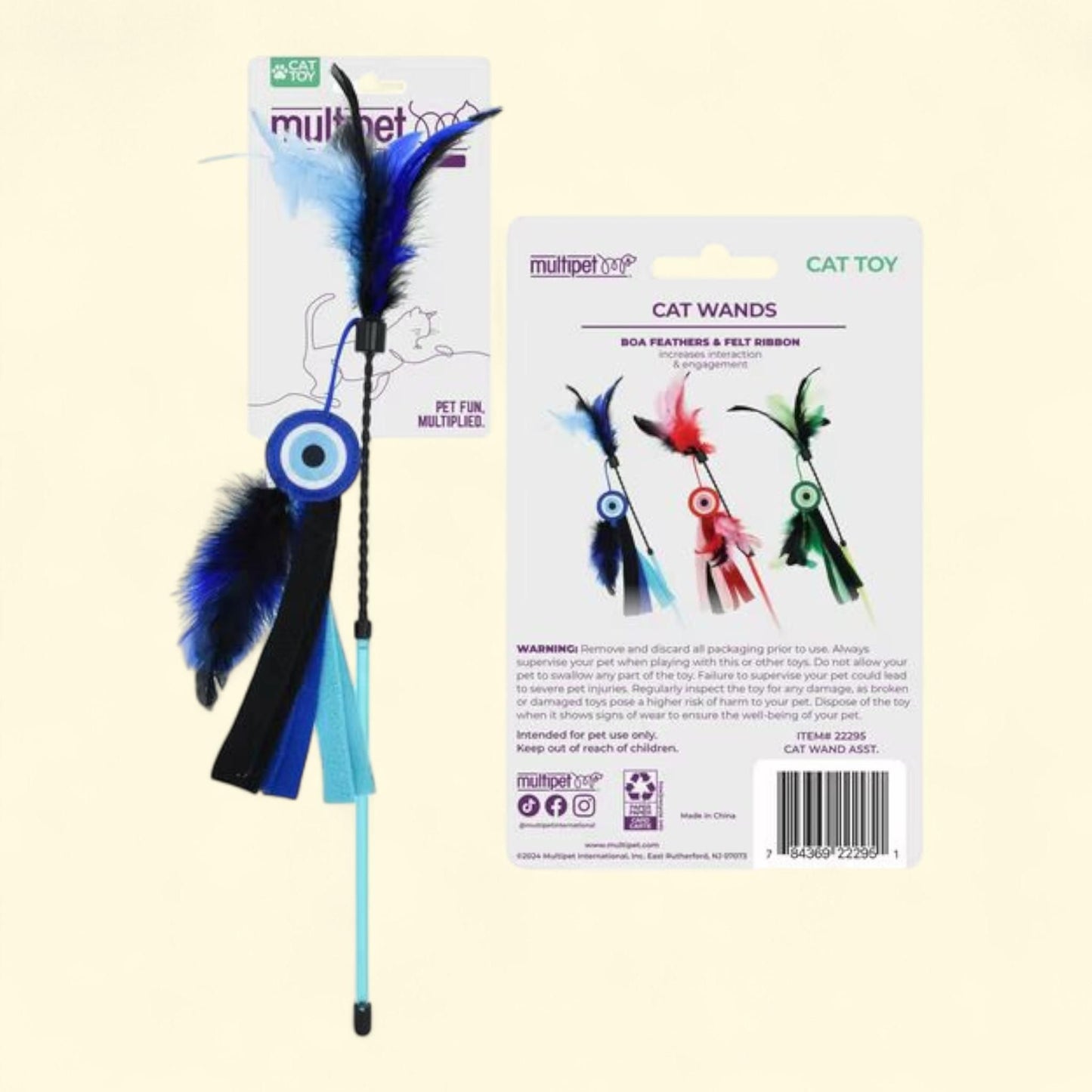 Multipet Felt Circle Cat Wand, 17"