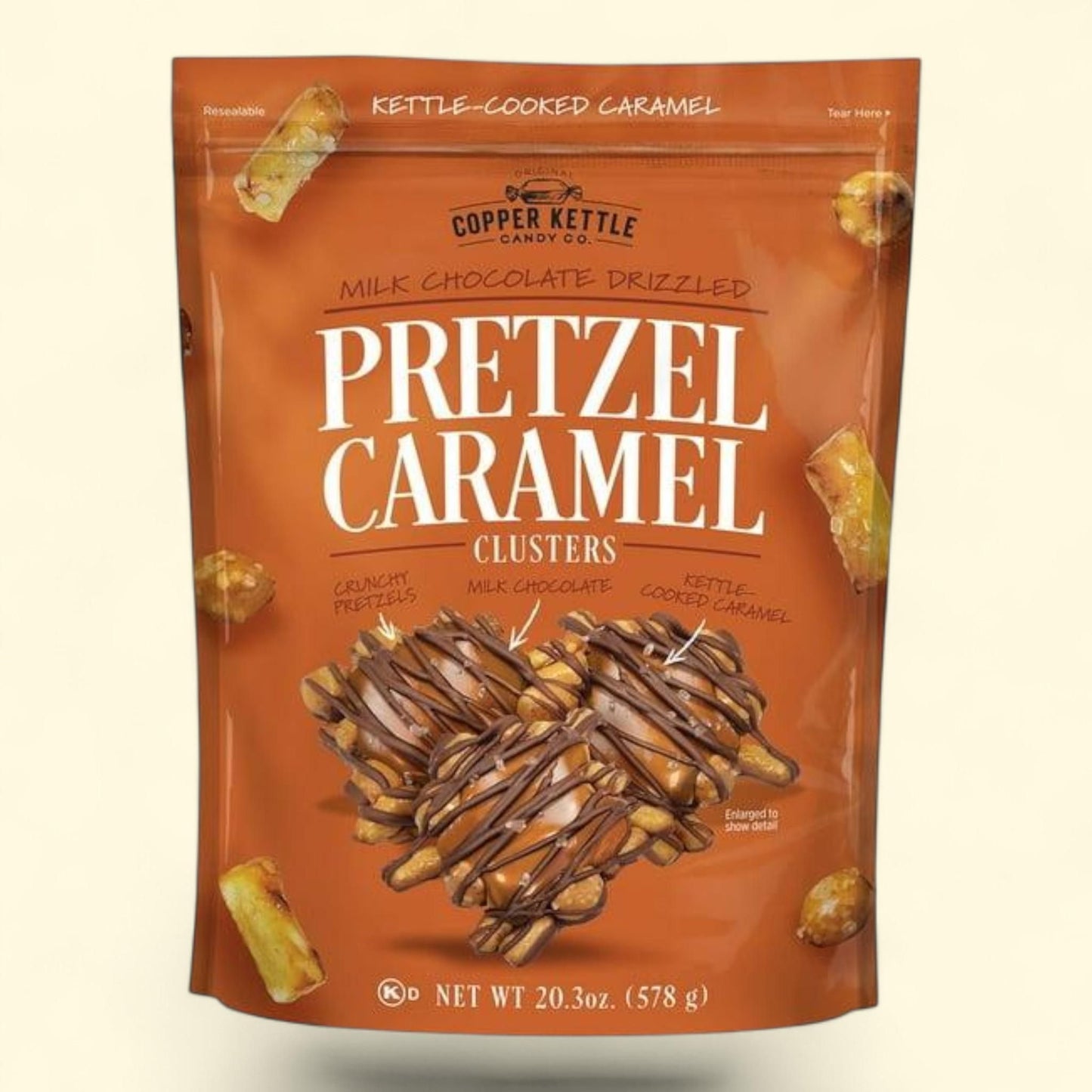 Copper Kettle Pretzel Caramel Clusters, 20.3 oz. — authentic US product shipped worldwide by Treatspree