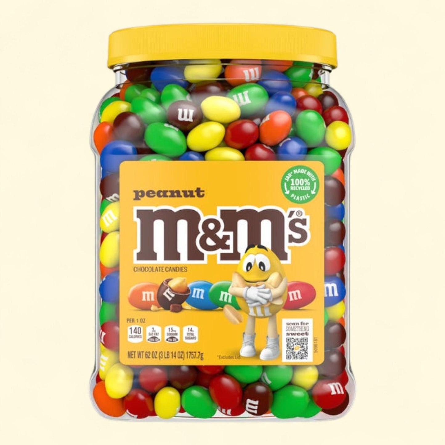 M&M's Chocolate Candy, Peanut, 62 oz Jar