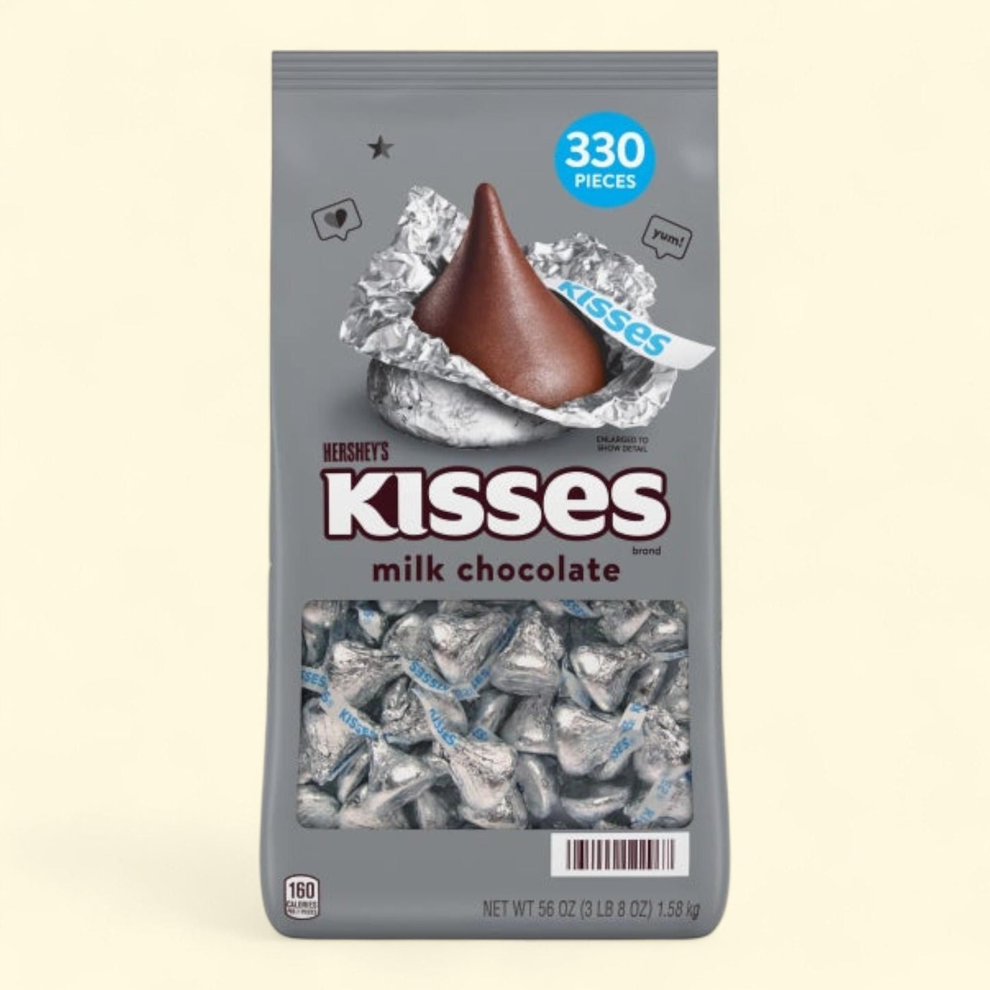 Hershey's Kisses, Milk Chocolate, 56 oz