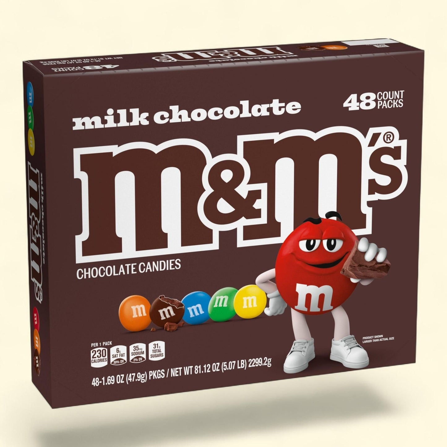 M&M's Milk Chocolate Candy, 1.69 oz, 48-count