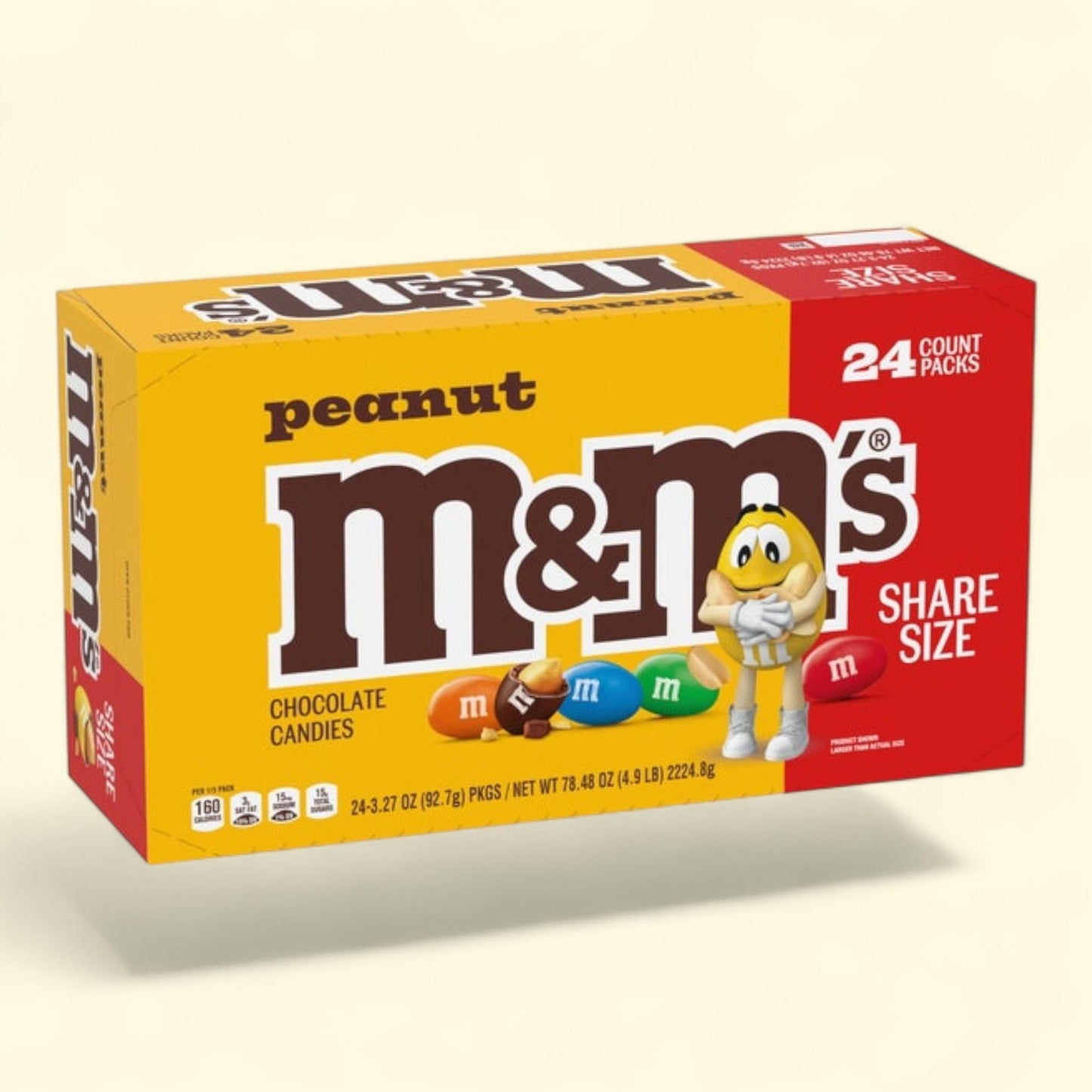 M&M's Chocolate Candy, Peanut, Share Size, 3.27 oz, 24-count