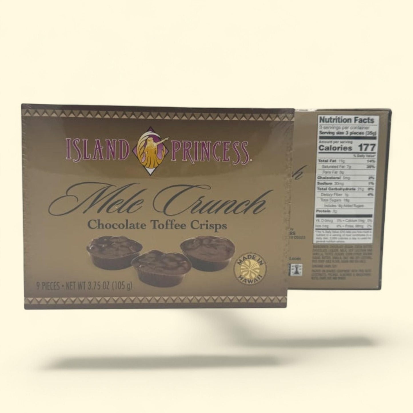 Island Princess Mele Crunch Chocolate Toffee Crisps, 45 oz, 12-pack.