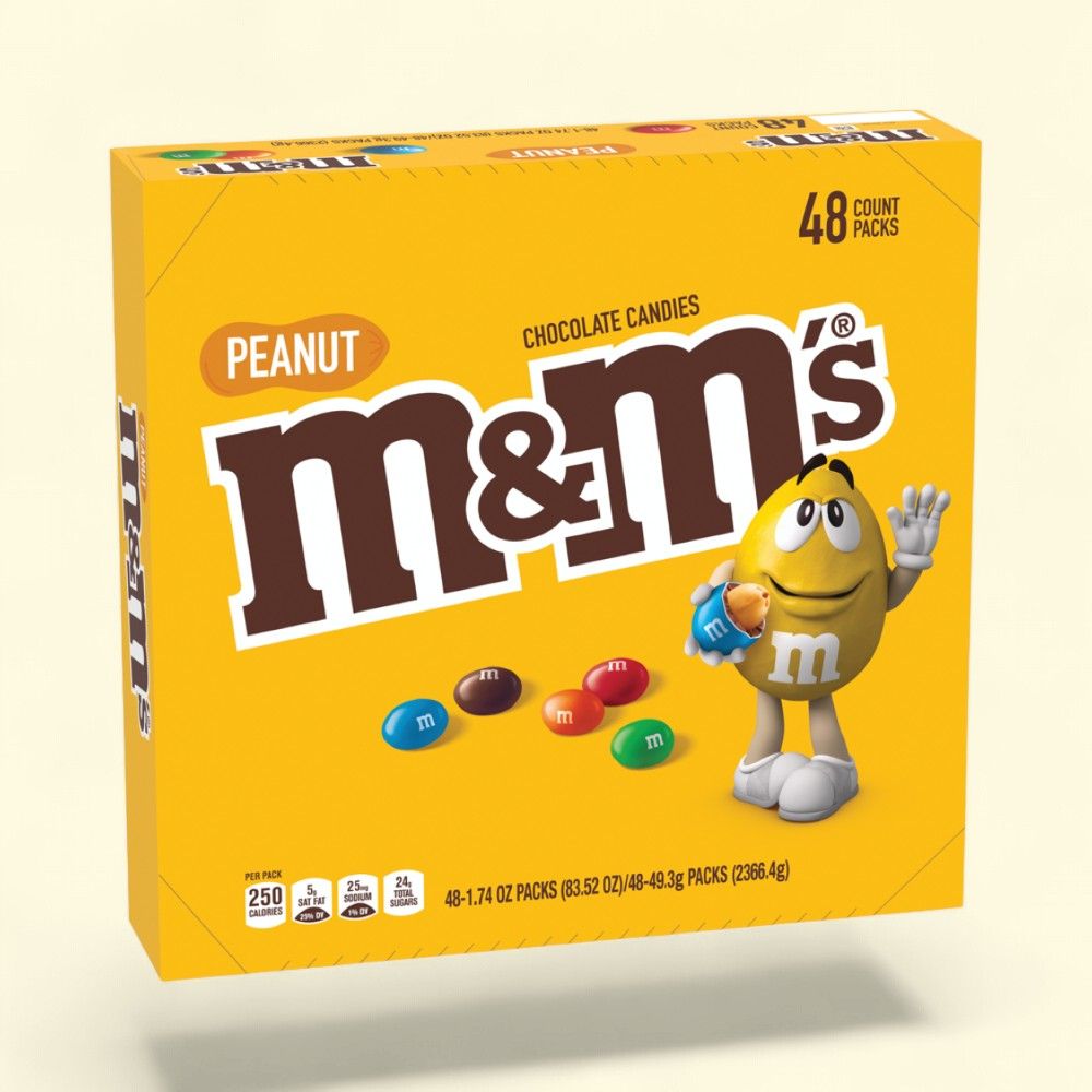 M&M's Peanut Chocolate Candies - Bulk 48 Count Pack — authentic US product shipped worldwide by Treatspree