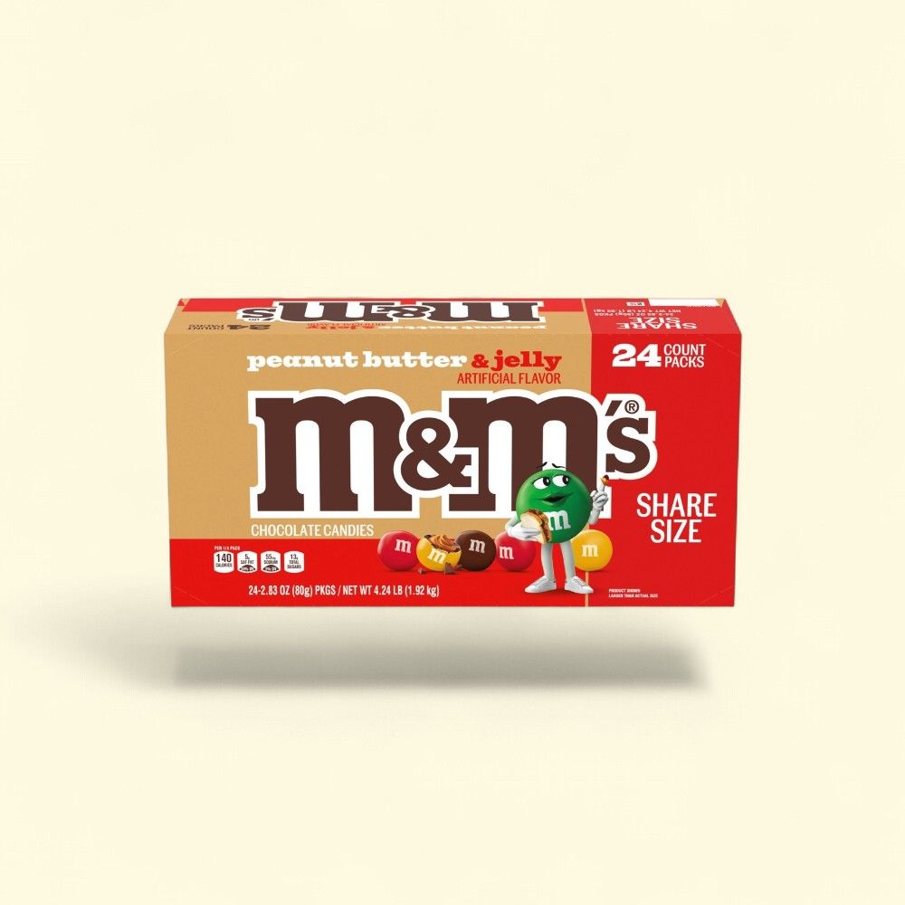 M&M's Peanut Butter & Jelly Chocolate Candy Share Size 24-Count — authentic US product shipped worldwide by Treatspree
