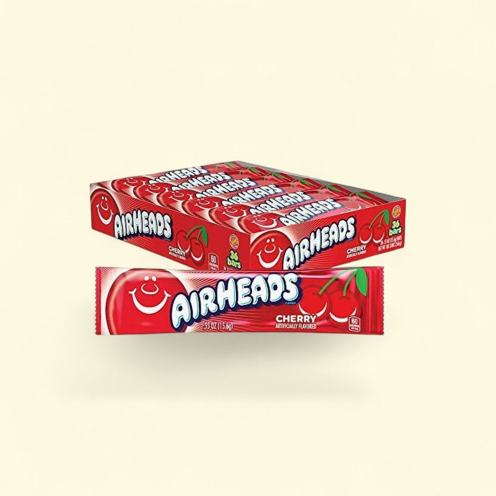 Air Heads Cherry Chewy Fruit Candy, 36 Count Box — authentic US product shipped worldwide by Treatspree