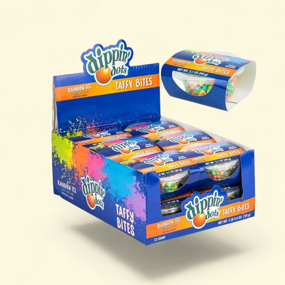 Dippin' Dots Assorted Taffy Bites Candy Cup (12-Pack) — authentic US product shipped worldwide by Treatspree