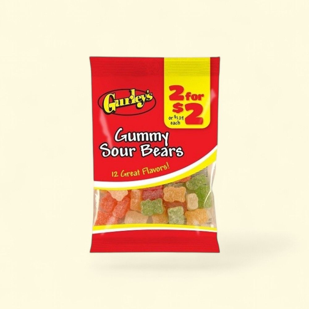 Gurley's Gummy Sour Bears Candy - 12 Packs, 2.5oz each — authentic US product shipped worldwide by Treatspree