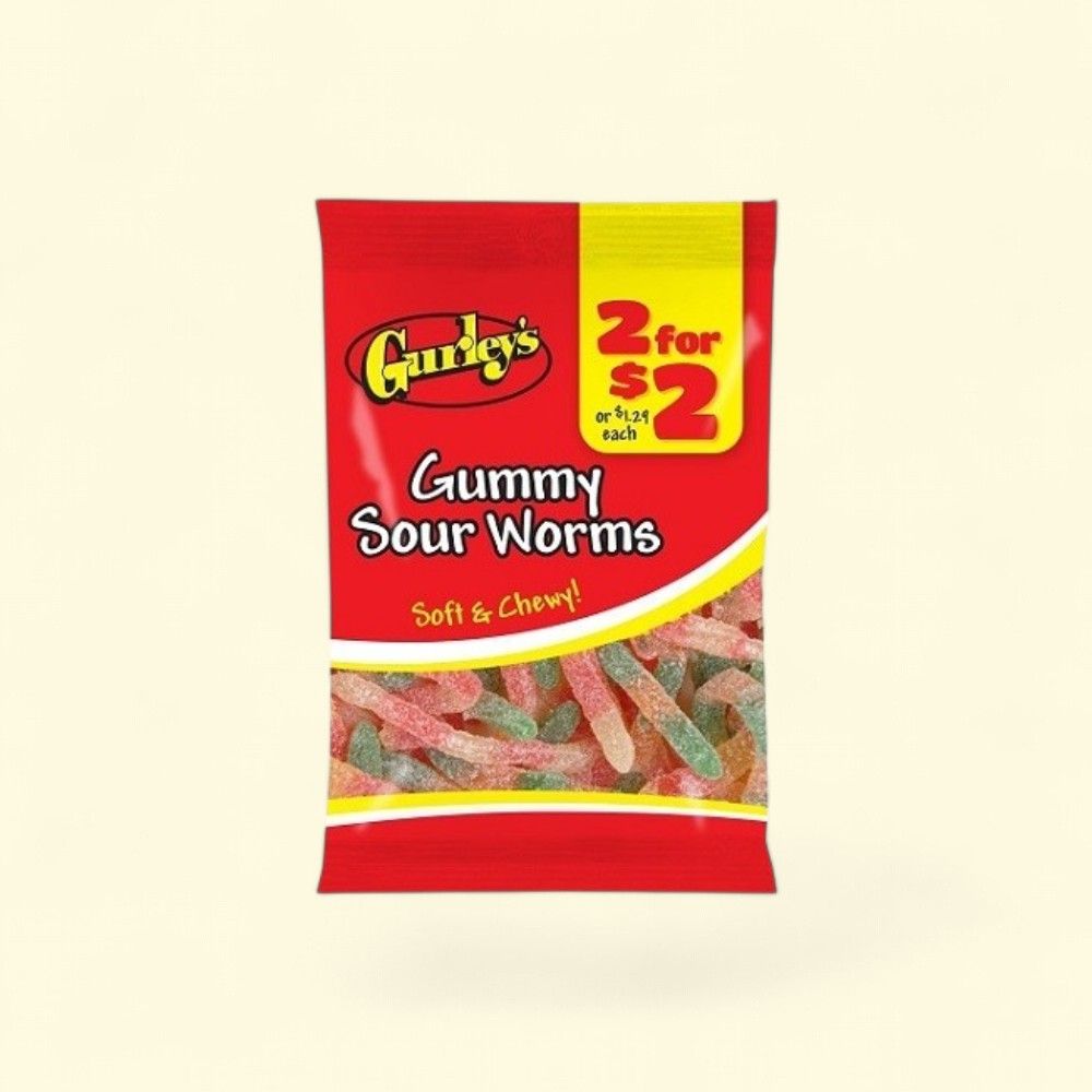 Gurley's Gummy Sour Worms Candy, Assorted Flavors, 12-Pack — authentic US product shipped worldwide by Treatspree
