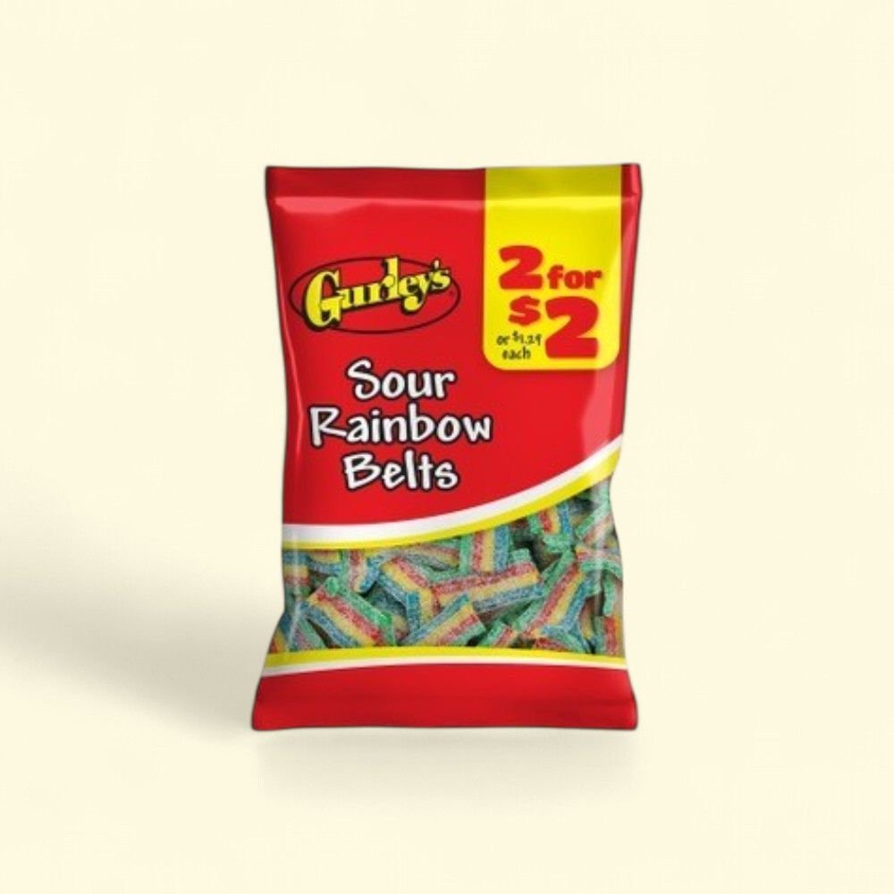 Gurley's Sour Rainbow Candy Belts (12 Count, 2.25 oz) — authentic US product shipped worldwide by Treatspree