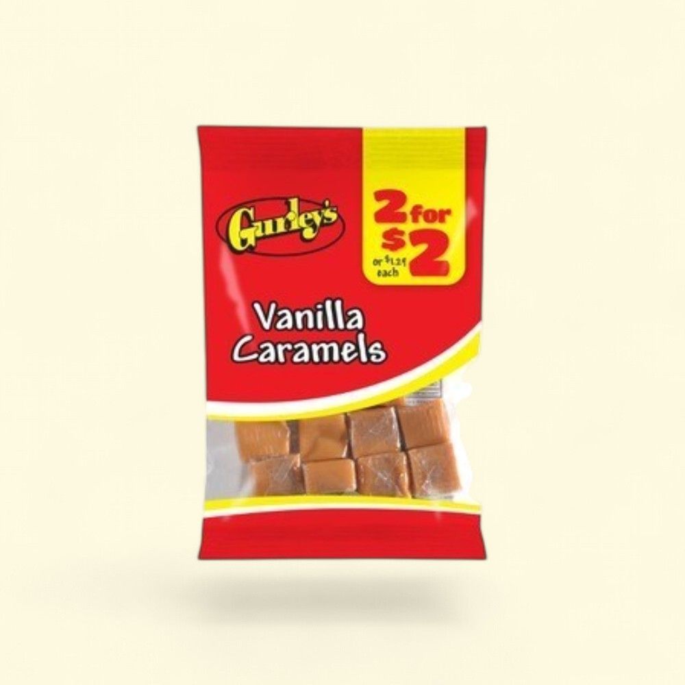 Gurley's Vanilla Caramels Candy - 12 Count (2 oz each) — authentic US product shipped worldwide by Treatspree