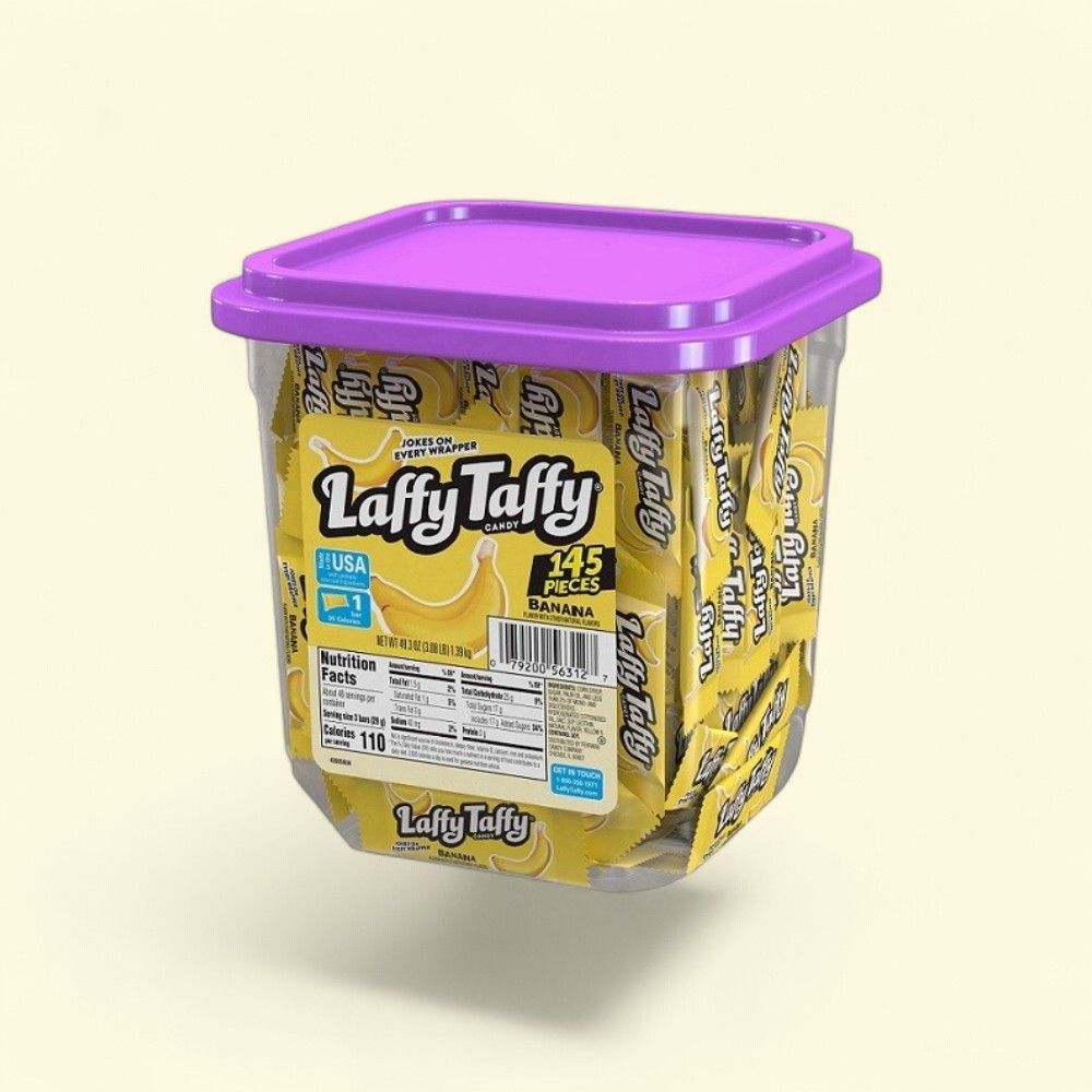 Laffy Taffy Banana Candy Jar, 145 Count — authentic US product shipped worldwide by Treatspree