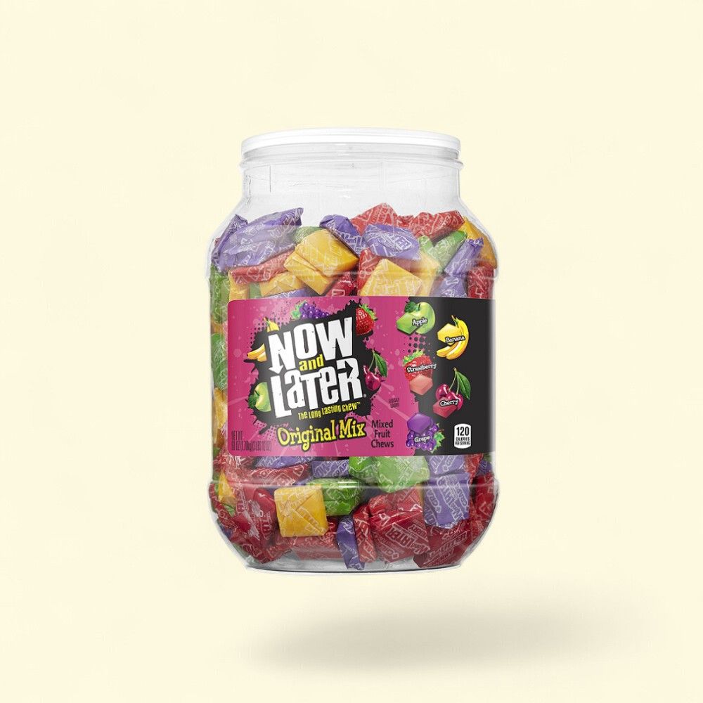 Now & Later Assorted Chewy Candy Bars - 400 Count Jar — authentic US product shipped worldwide by Treatspree