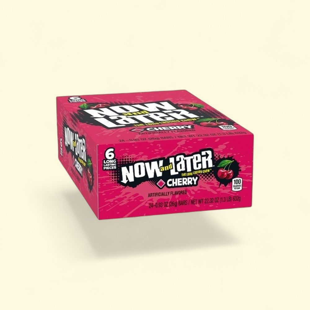 Now & Later Cherry Taffy Chews Candy - 24 Pack — authentic US product shipped worldwide by Treatspree