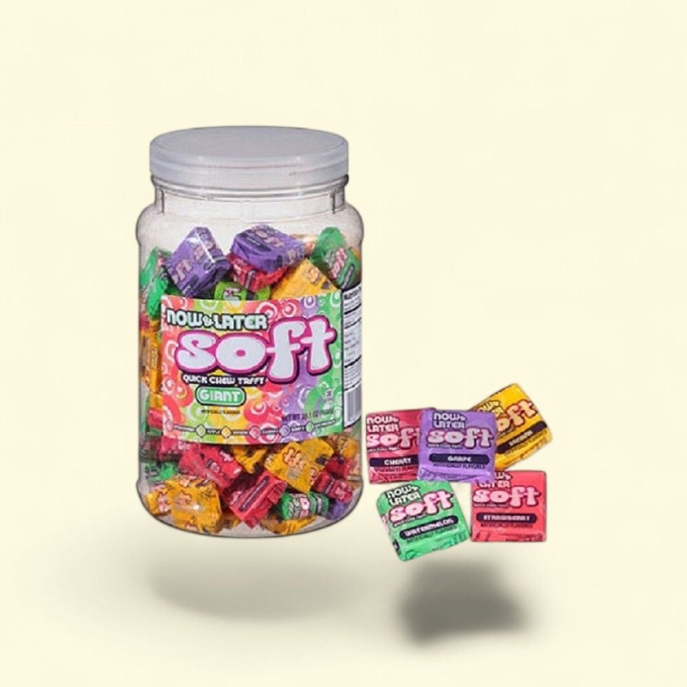 Now & Later Soft Giant Assorted Chewy Candy Jar (120 Count) — authentic US product shipped worldwide by Treatspree