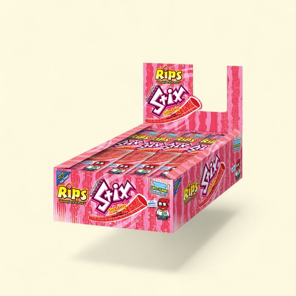 Rips Stix Strawberry Chews - 24 Count, 1.76oz — authentic US product shipped worldwide by Treatspree