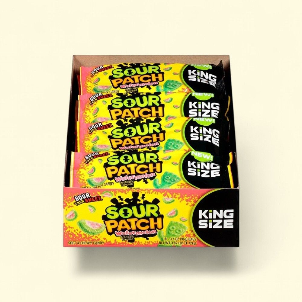 Sour Patch Kids Watermelon King Size Candy 3.4oz (Pack of 18) — authentic US product shipped worldwide by Treatspree