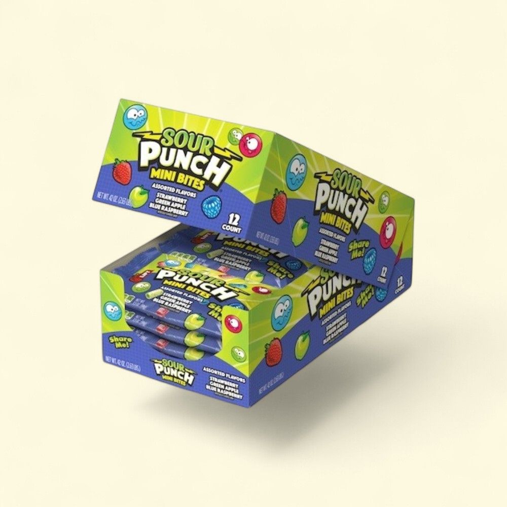Sour Punch Bites Assorted Flavors Candy, Share Me Bag, 3.5oz, 12-Pack — authentic US product shipped worldwide by Treatspree