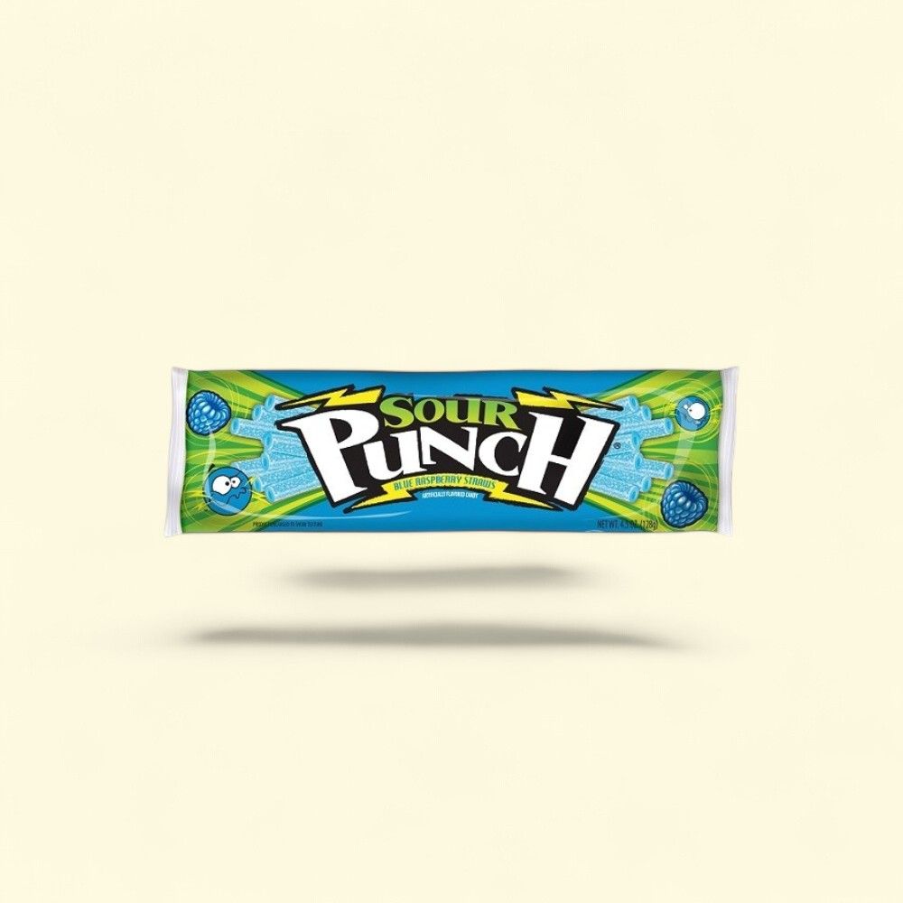 Sour Punch Blue Raspberry Straws Candy (24 Count) — authentic US product shipped worldwide by Treatspree