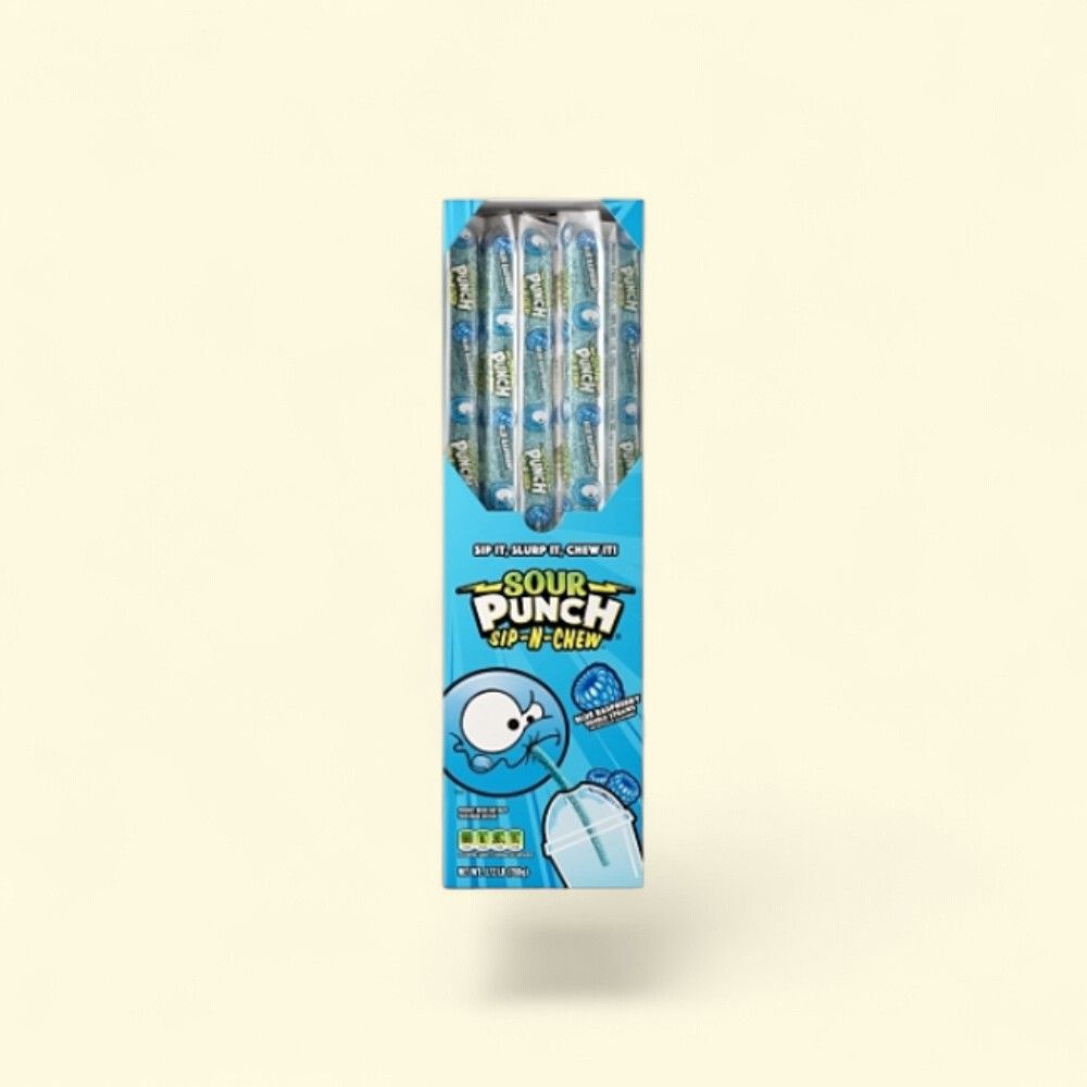 Sour Punch Blue Raspberry Sip-N-Chew Candy Straws – authentic US product shipped worldwide by Treatspree
