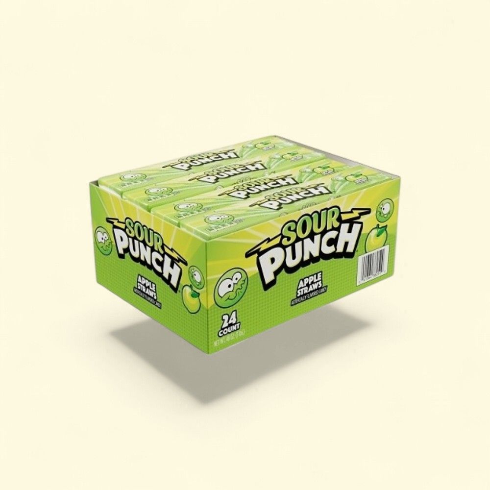 Sour Punch Apple Filled Straws Candy (24 x 2 oz) — authentic US product shipped worldwide by Treatspree