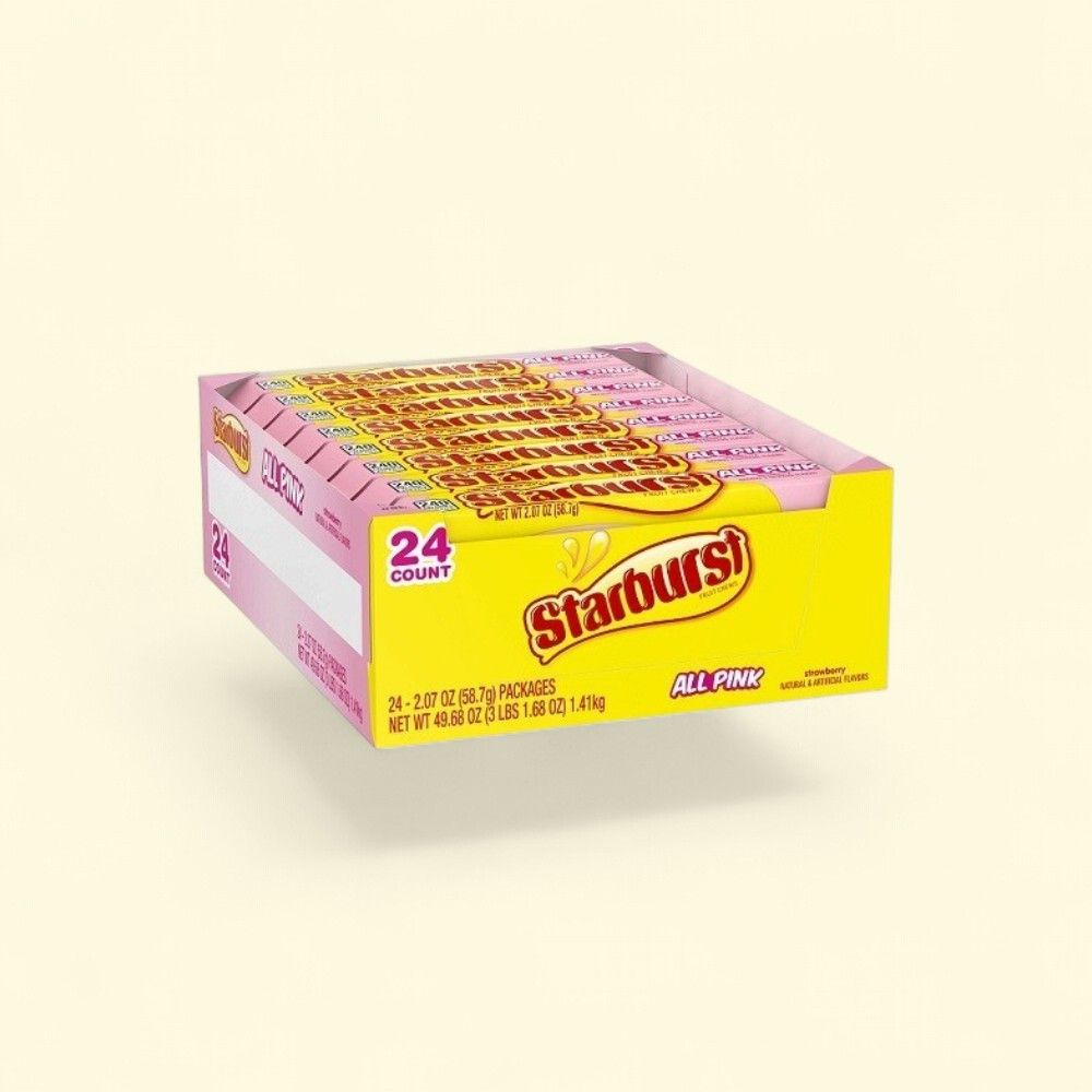 Starburst All Pink Fruit Chews Candy - 24 Count — authentic US product shipped worldwide by Treatspree