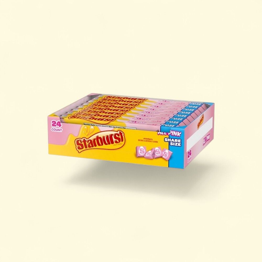 Starburst All Pink Strawberry Chews King Size (24 Count) — authentic US product shipped worldwide by Treatspree