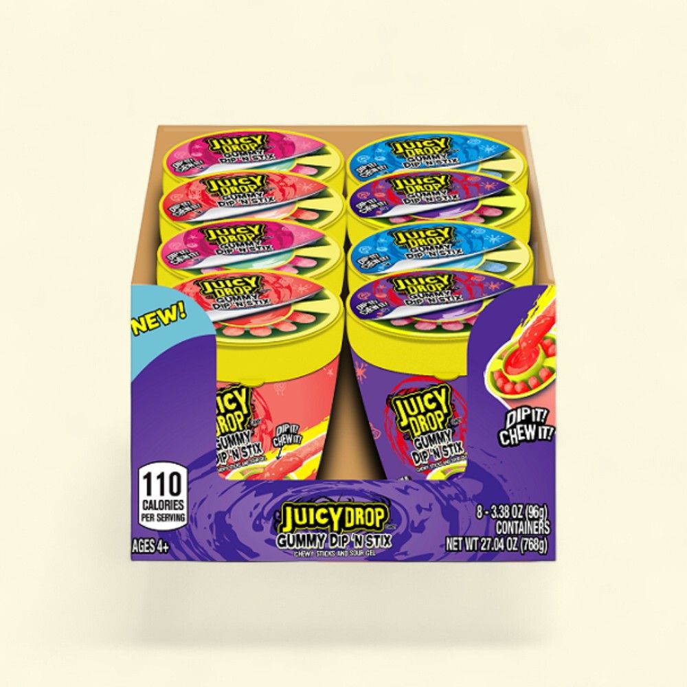 Topps Juicy Drop Dip N Stix Gummies Cup — authentic US product shipped worldwide by Treatspree