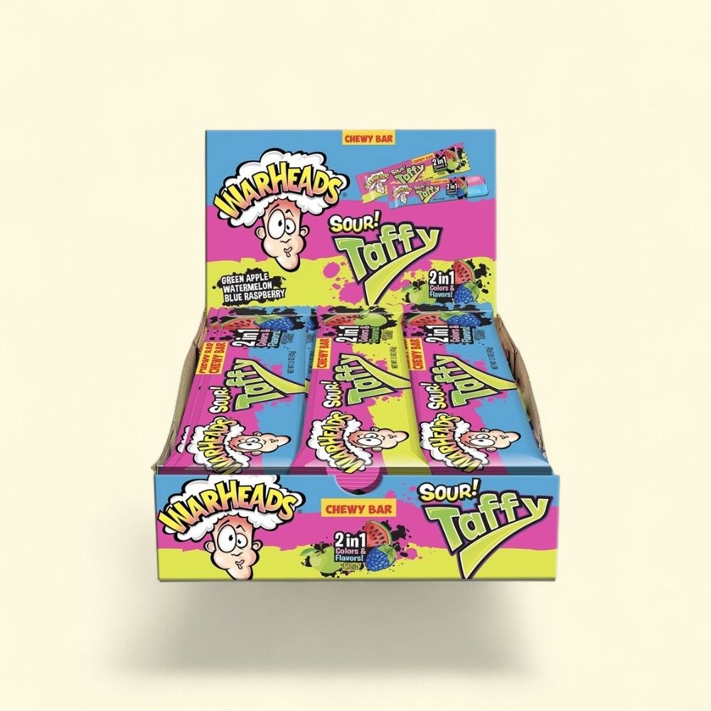 Warheads 2-in-1 Sour Taffy Bar, 24 Count — authentic US product shipped worldwide by Treatspree