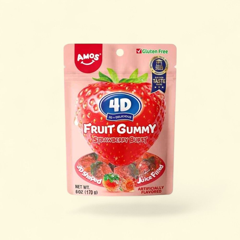 4D Strawberry Burst Gummy Candy Peg Bag, 6oz — authentic US product shipped worldwide by Treatspree