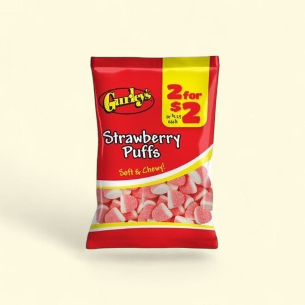 Gurley's Strawberry Gummy Candy Puffs, 12-Count (2.25oz) — authentic US product shipped worldwide by Treatspree