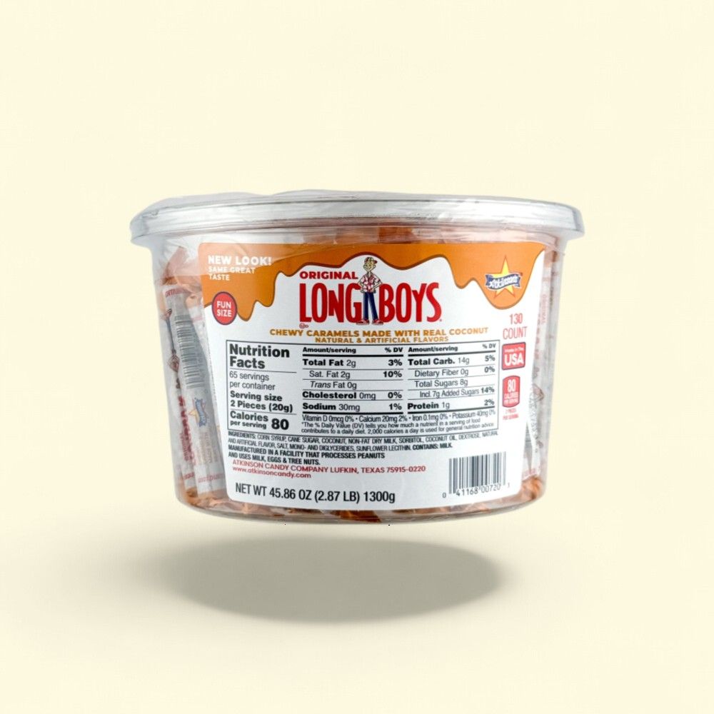 Long Boys Coconut Candy Chews Tub, 130 Count — authentic US product shipped worldwide by Treatspree