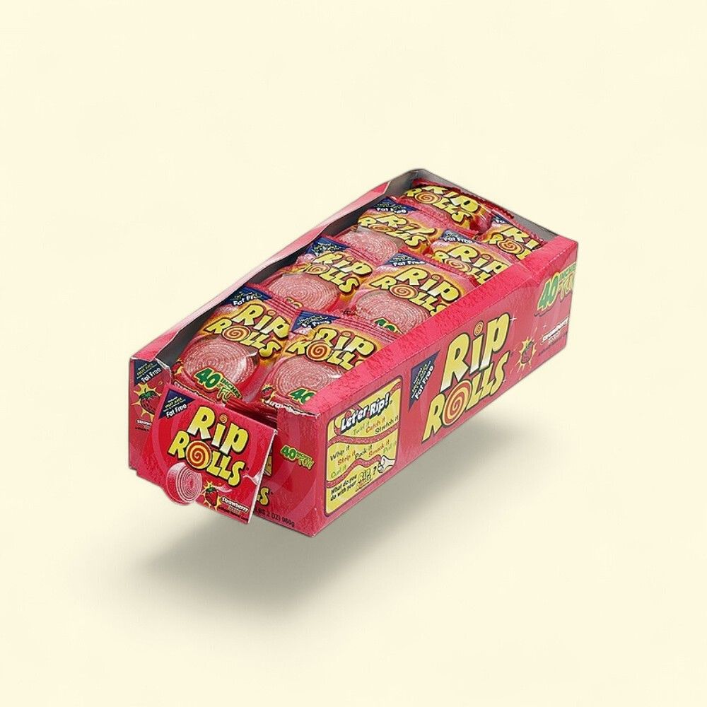 Rip Rolls Cherry Flavor Candy 24-Count, 1.4 oz Each — authentic US product shipped worldwide by Treatspree