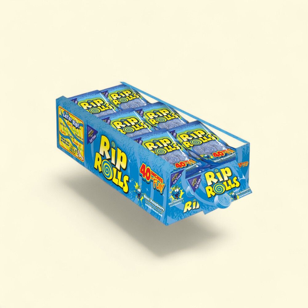 Rip Rolls Raspberry Chewy Candy, 24 Count, 1.4 oz Each — authentic US product shipped worldwide by Treatspree