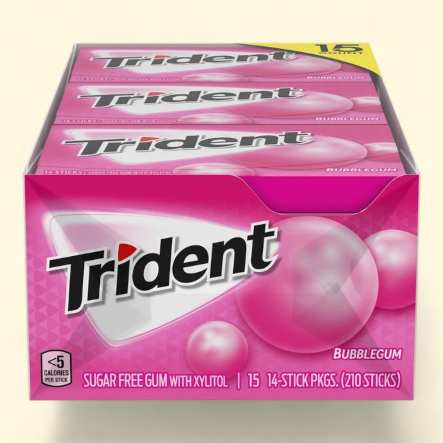 Trident Gum, Sugar Free, Bubblegum, 14 Pieces, 15-count