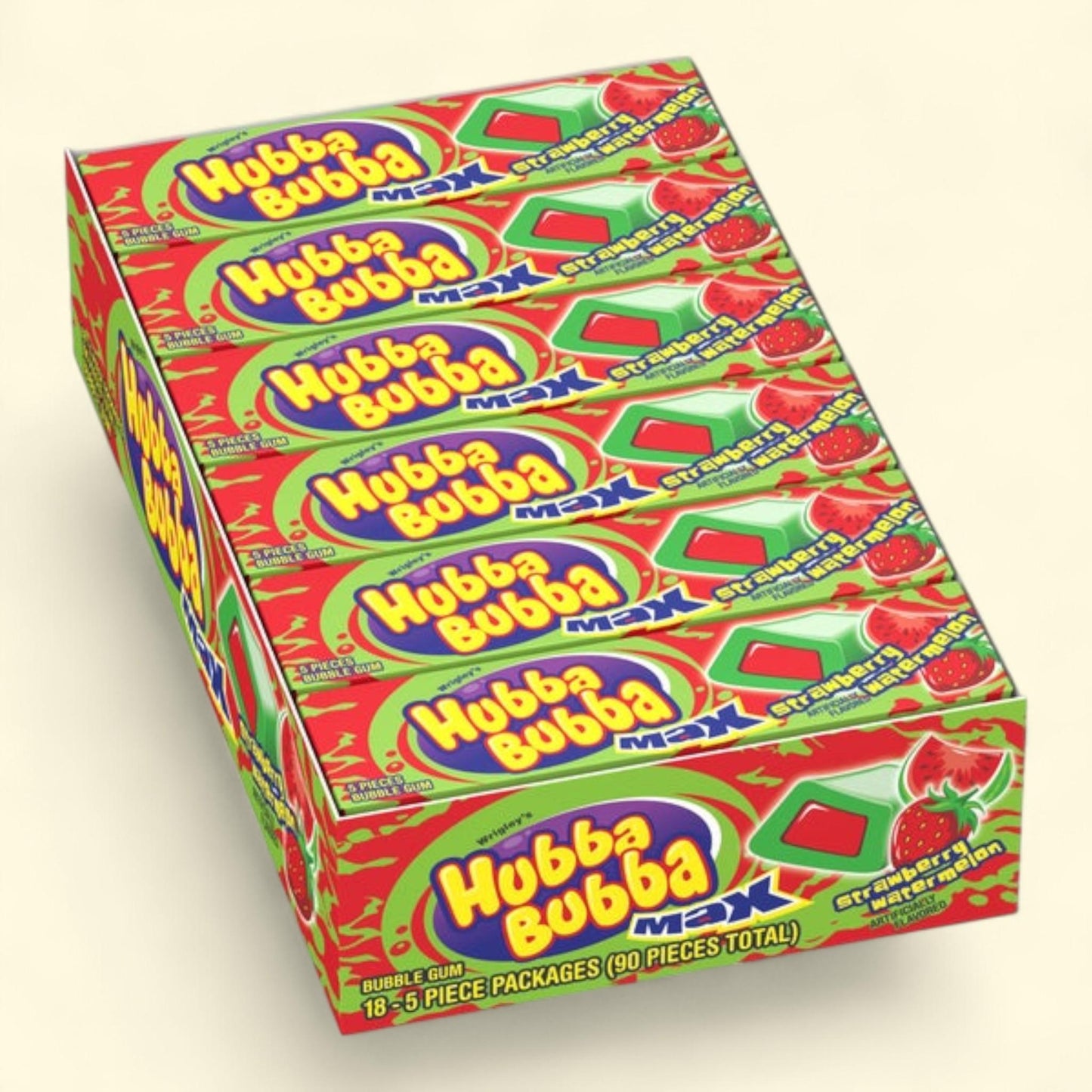 Hubba Bubba Max Chewing Gum, Strawberry Watermelon, 5 Pieces, 18-count